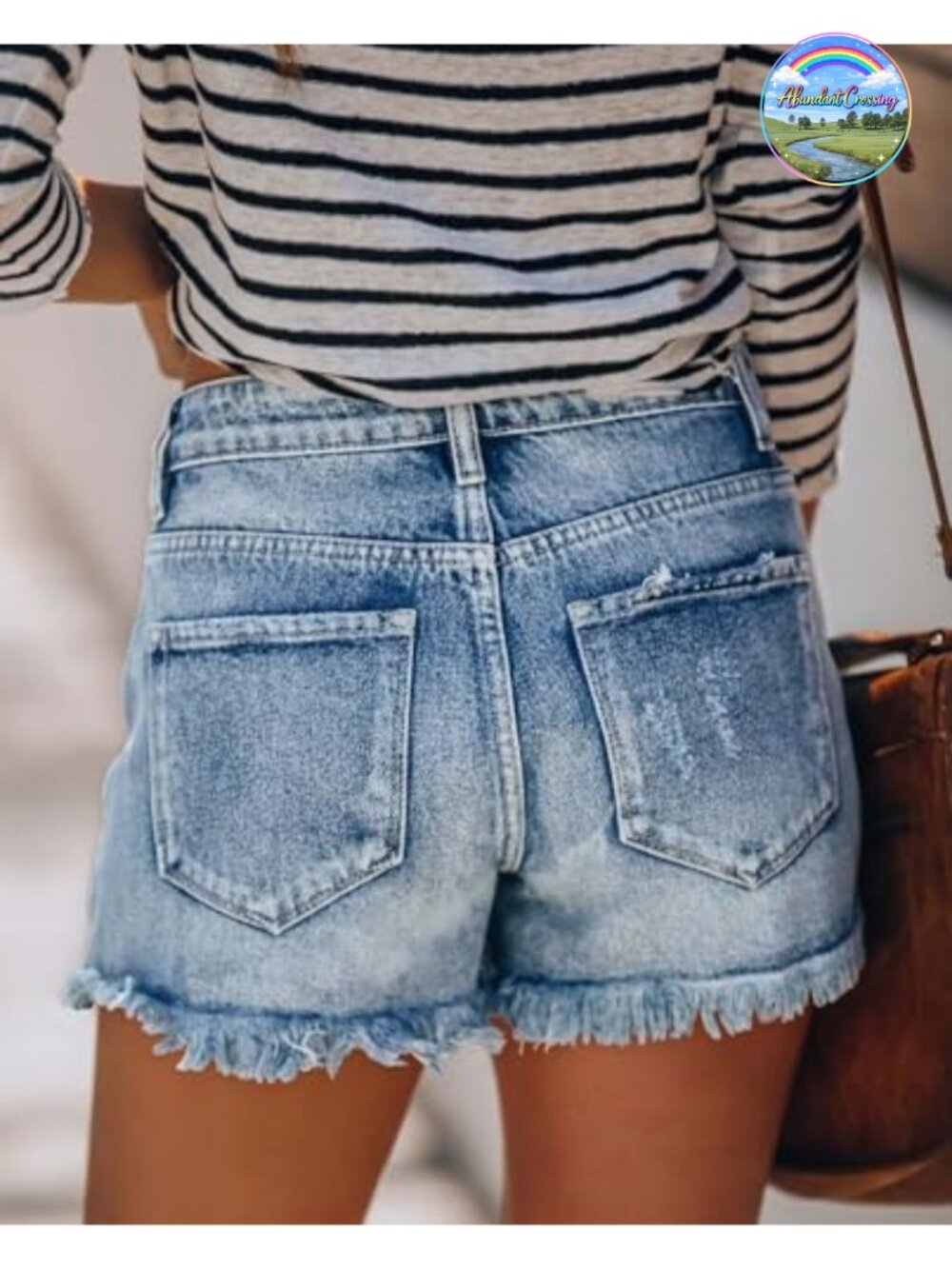 Ripped Mid-High Waisted Stretchy Denim Jean Shorts - Picture 4 of 6